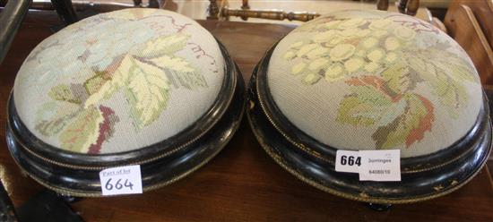 Pair Victorian circular foot stools